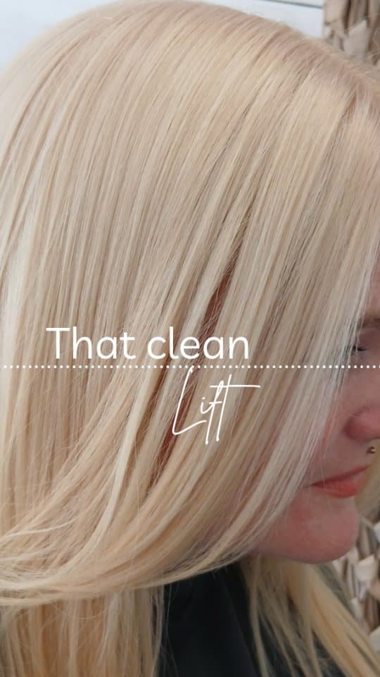 Clean bright blonde lift, sleek finish