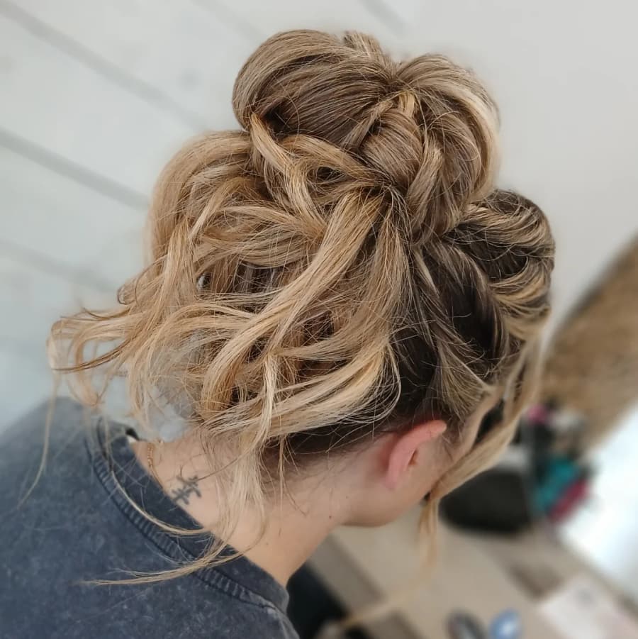 Relaxed boho hair up with braided detail