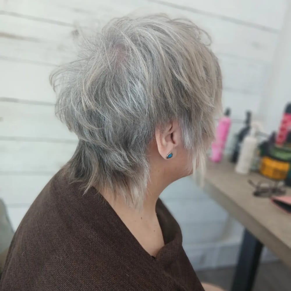 Textured silver pixie cut styled at Dynamic
